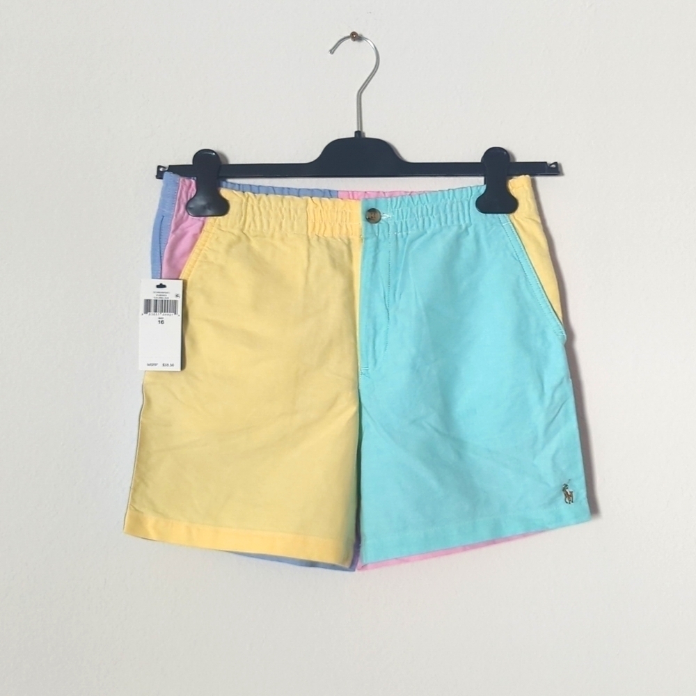 Polo Ralph Lauren girl's classic color block style shorts.
